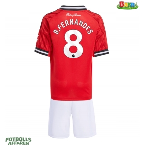 Manchester United Bruno Fernandes #8 Hemmaställ Barn 2025-26 Kortärmad (+ Korta byxor)